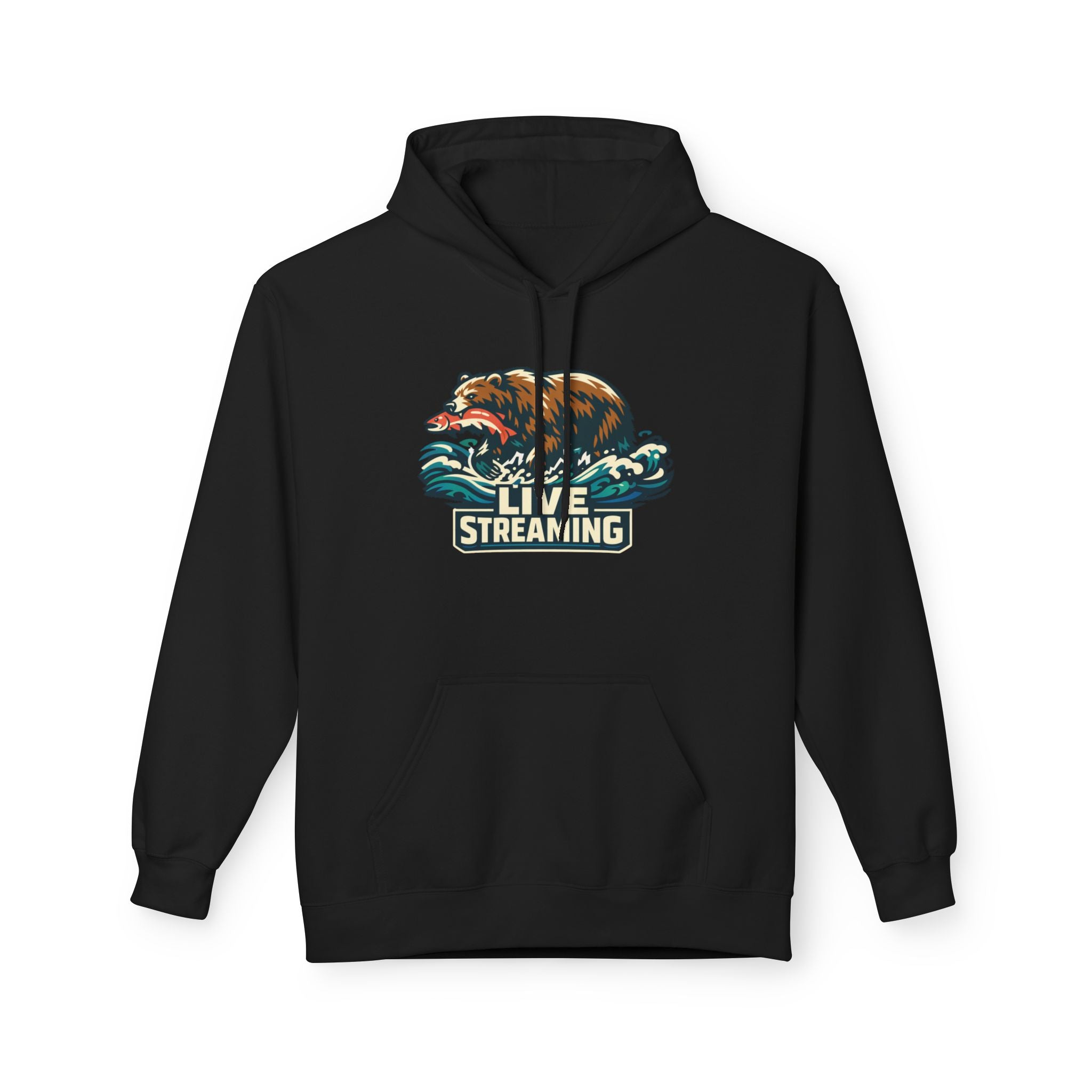 Live Streaming Bear Hoodie, Retro Gamer & Streamer Pullover