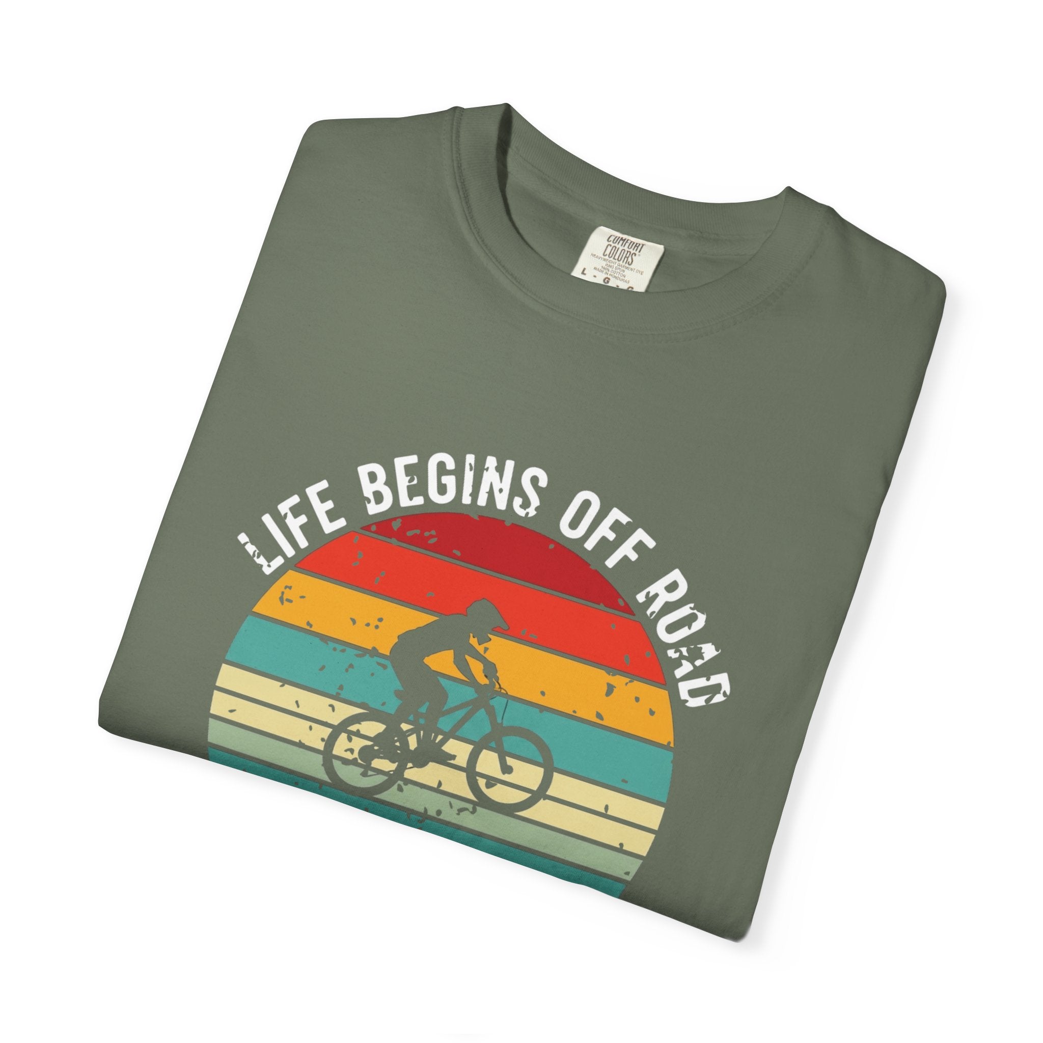 Mountain Biking T-Shirt — "Life Begins Off Road: No Traffic, Just Trails" Vintage Tee