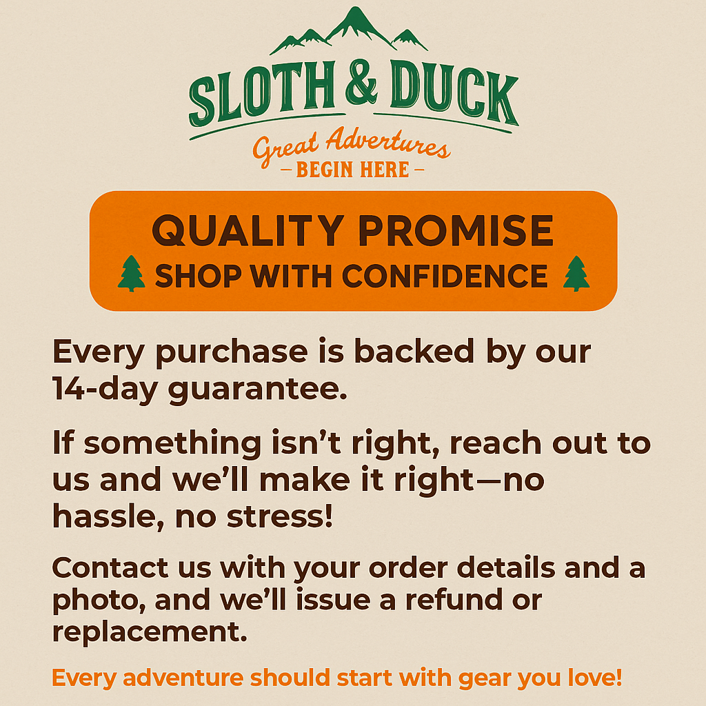 Sloth and Duck Adventure Quality Promise Product
