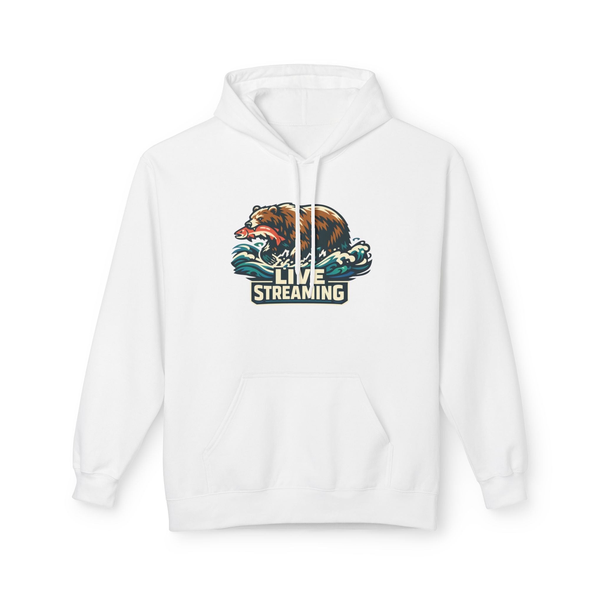 Live Streaming Bear Hoodie, Retro Gamer & Streamer Pullover