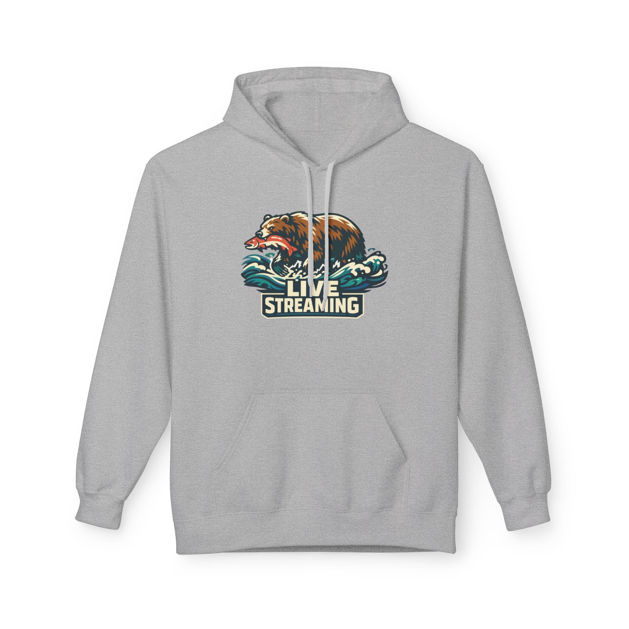 Live Streaming Bear Hoodie, Retro Gamer & Streamer Pullover