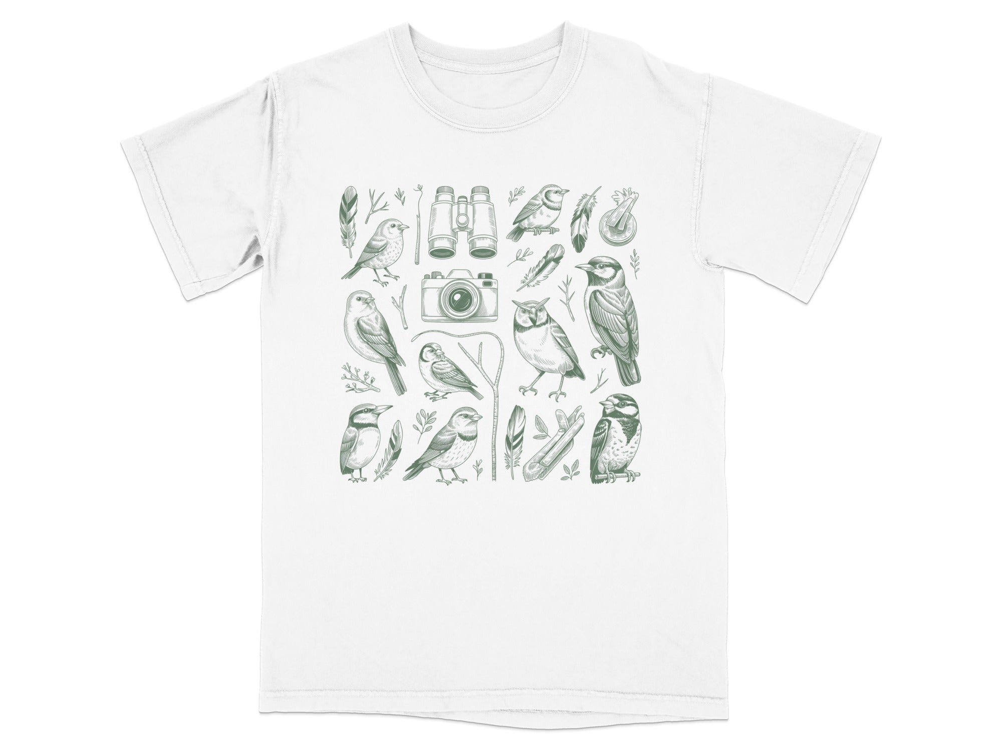 Birdwatching Illustration White T-shirt Product