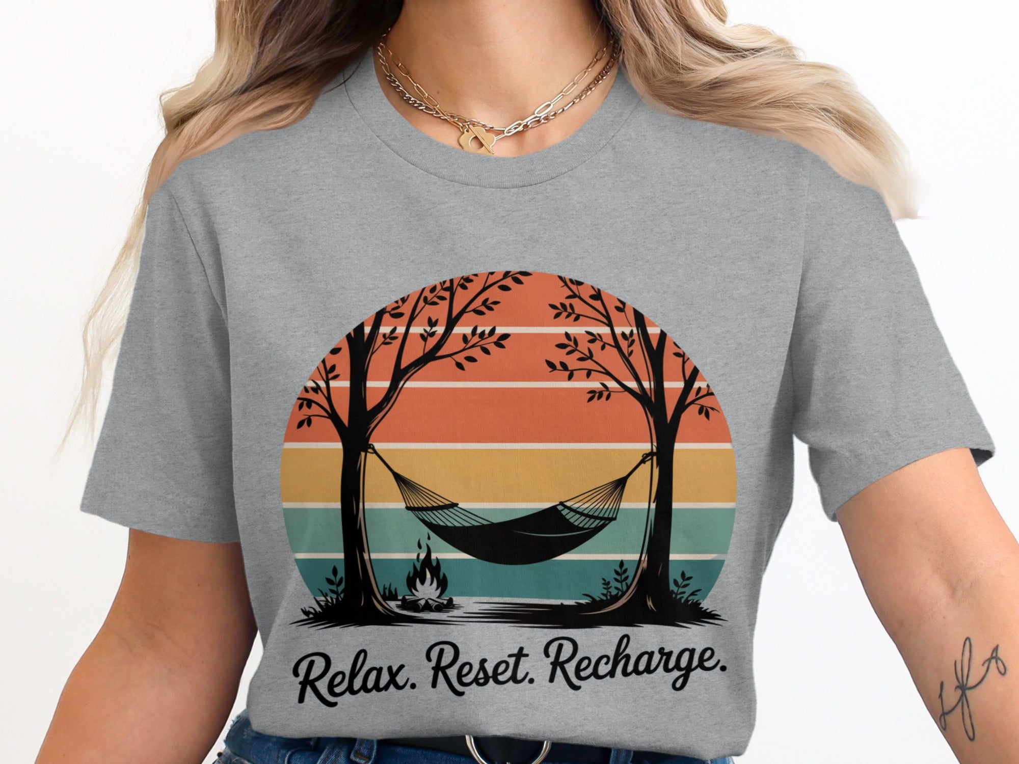 Relax Reset Recharge Graphic T-Shirt Casual Wear