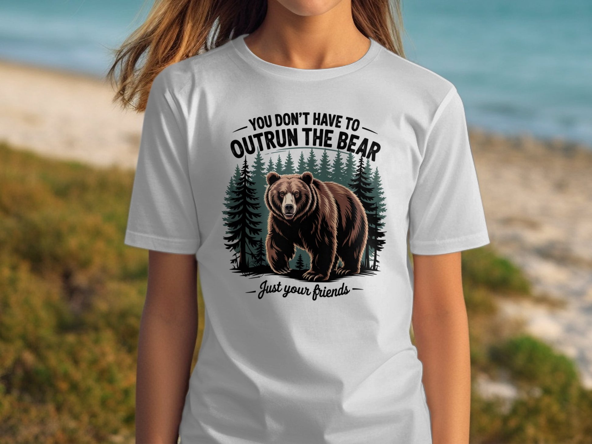 Outrun The Bear Funny Graphic Tee Shirt product