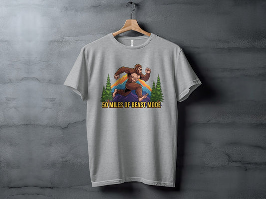 50 Miles Of Beast Mode Bigfoot Running Graphic T-Shirt - Sloth & Duck