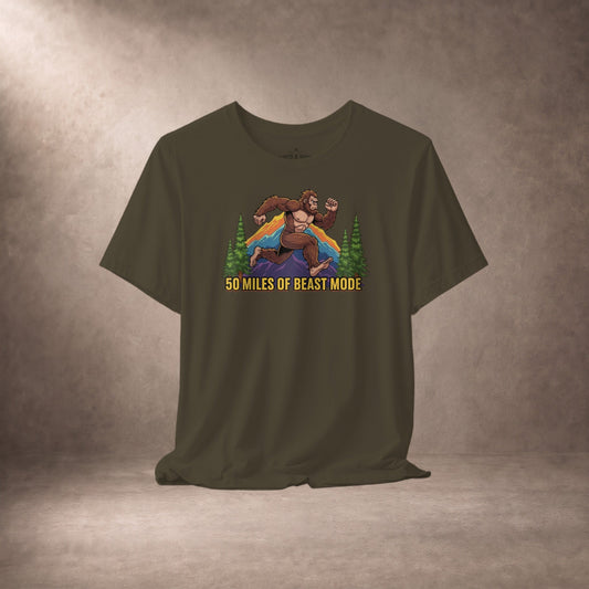 50 Miles Of Beast Mode Bigfoot Running Graphic T-Shirt -XS - Sloth & Duck
