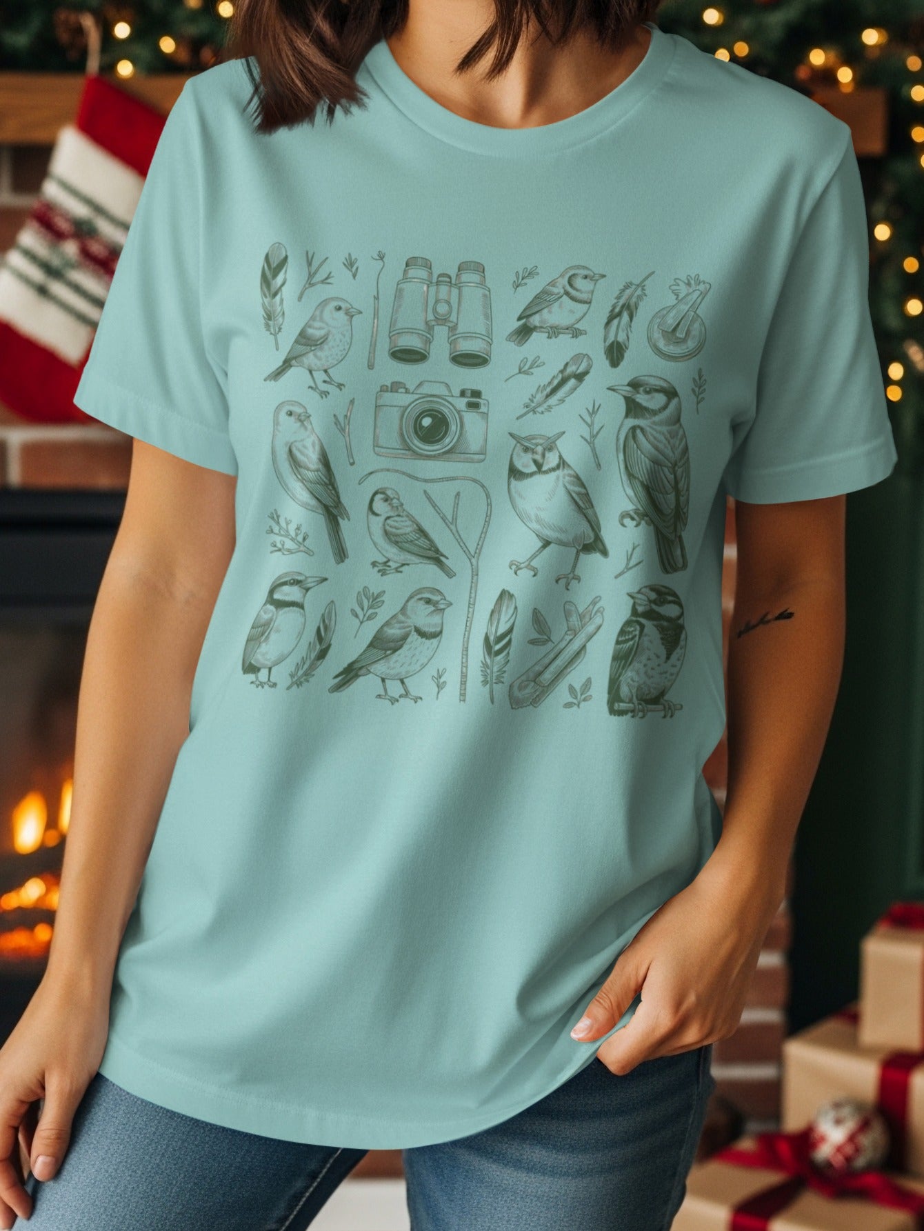 Charming Birdwatching Design Festive Apparel