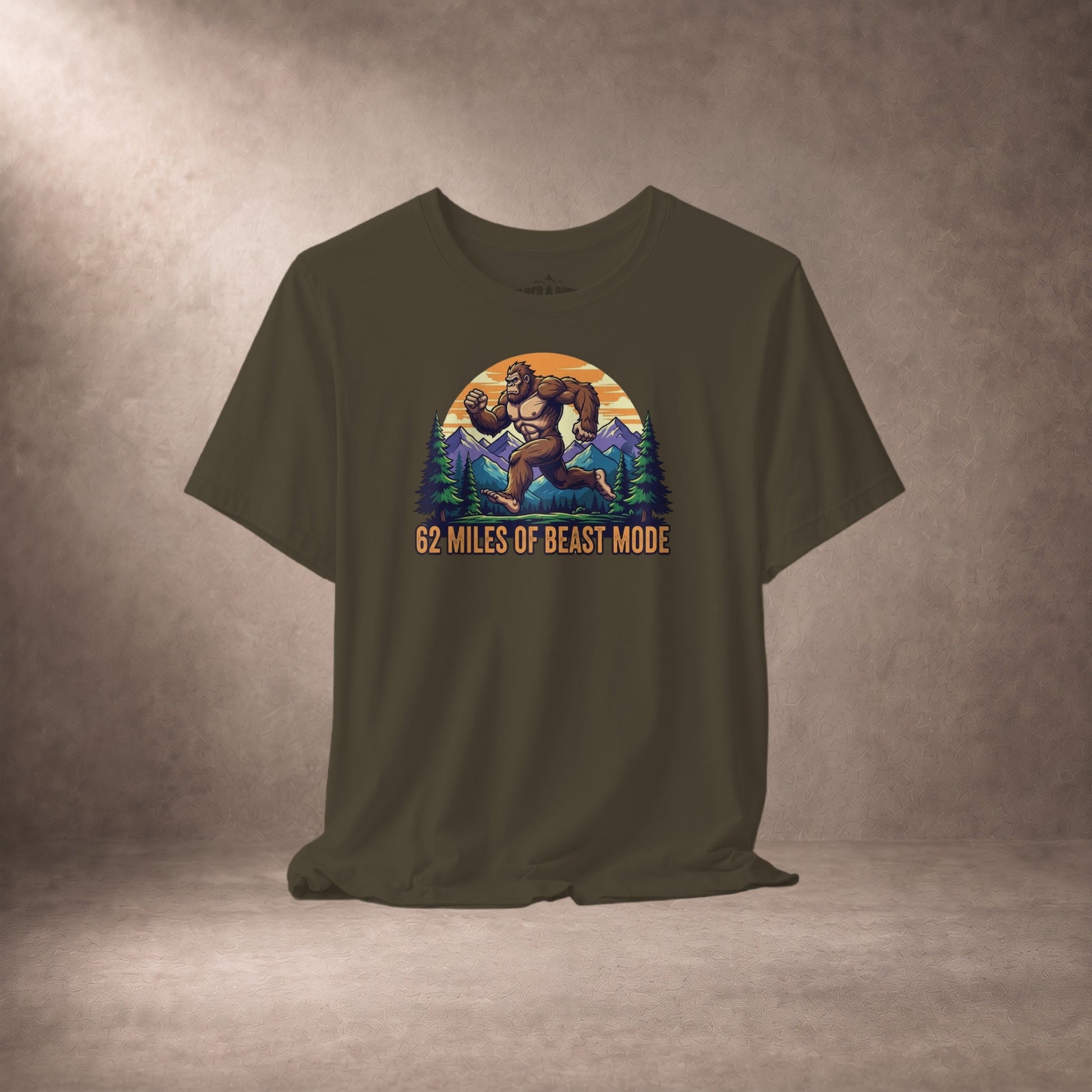 62 Miles of Beast Mode Running Bigfoot Graphic T-Shirt -XS - Sloth & Duck
