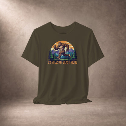 62 Miles of Beast Mode Running Bigfoot Graphic T-Shirt -XS - Sloth & Duck