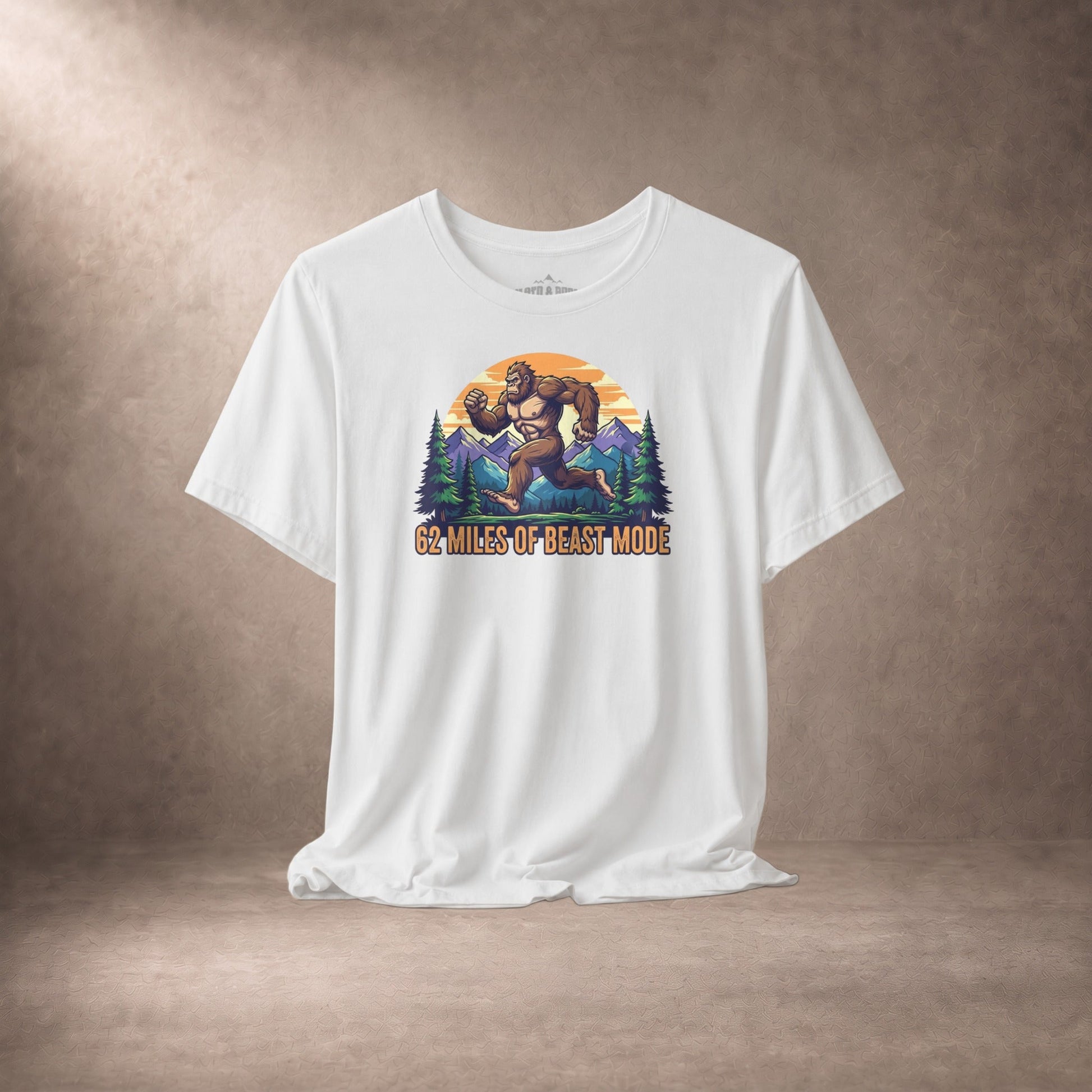 62 Miles of Beast Mode Running Bigfoot Graphic T-Shirt -XS - Sloth & Duck