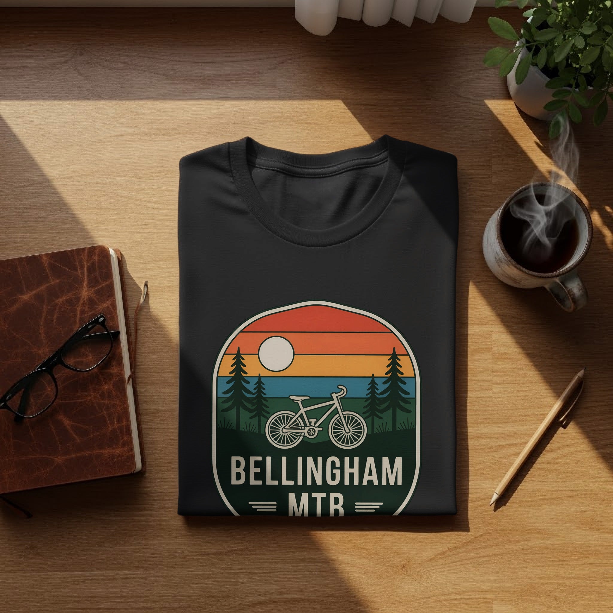 Bellingham MTB Sunset Graphic Tee for Outdoor Enthusiasts