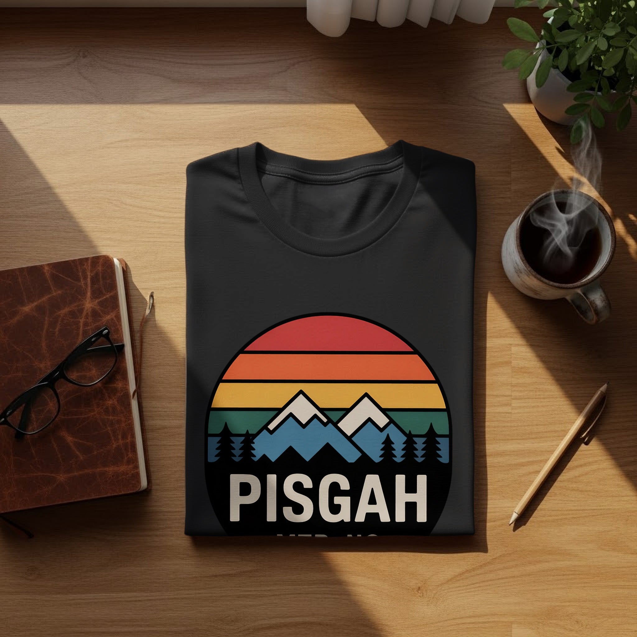 Pisgah Retro Sunset Mountain Graphic Tee Shirt