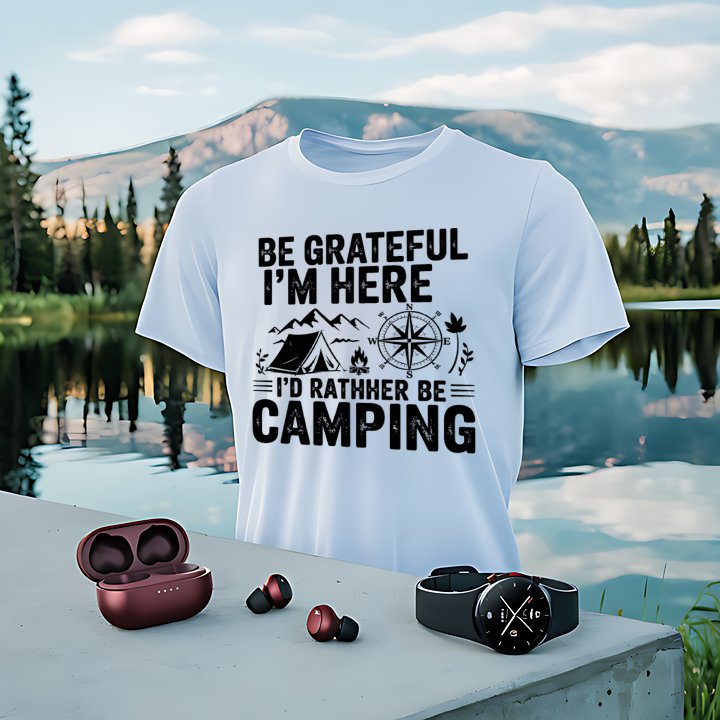 Be Grateful I'm Here Camping Themed Shirt product type