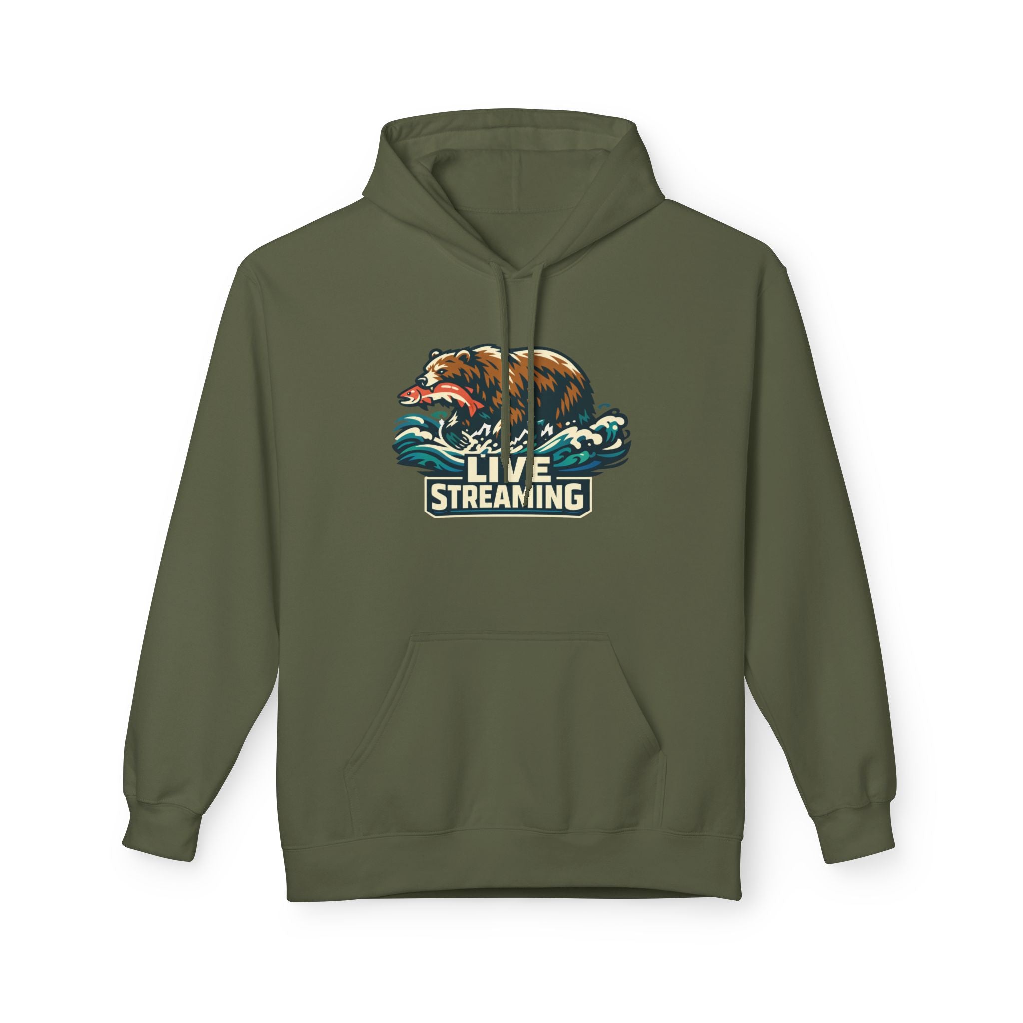 Live Streaming Bear Hoodie, Retro Gamer & Streamer Pullover