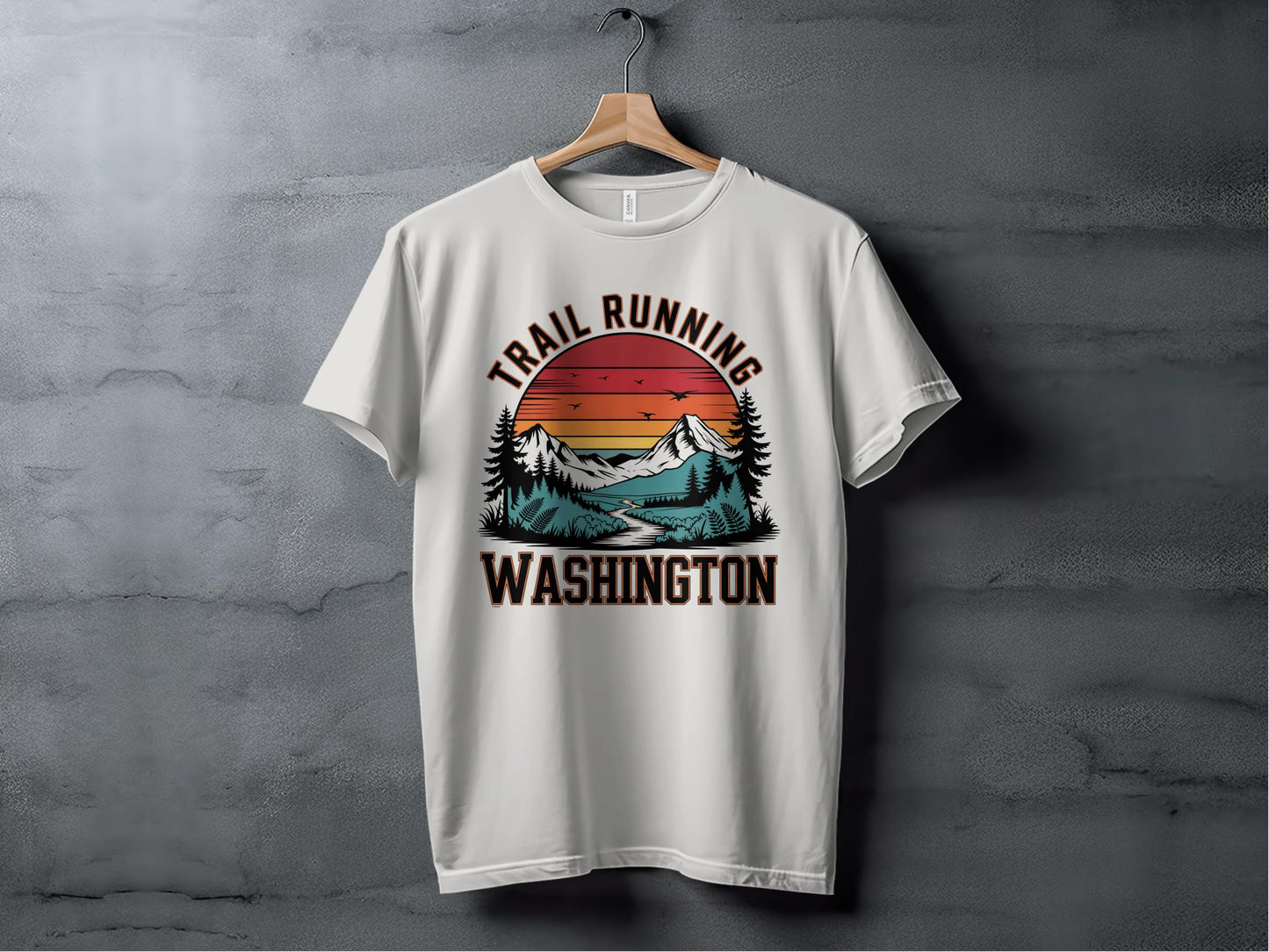 Trail Running Washington Graphic White T-Shirt product type