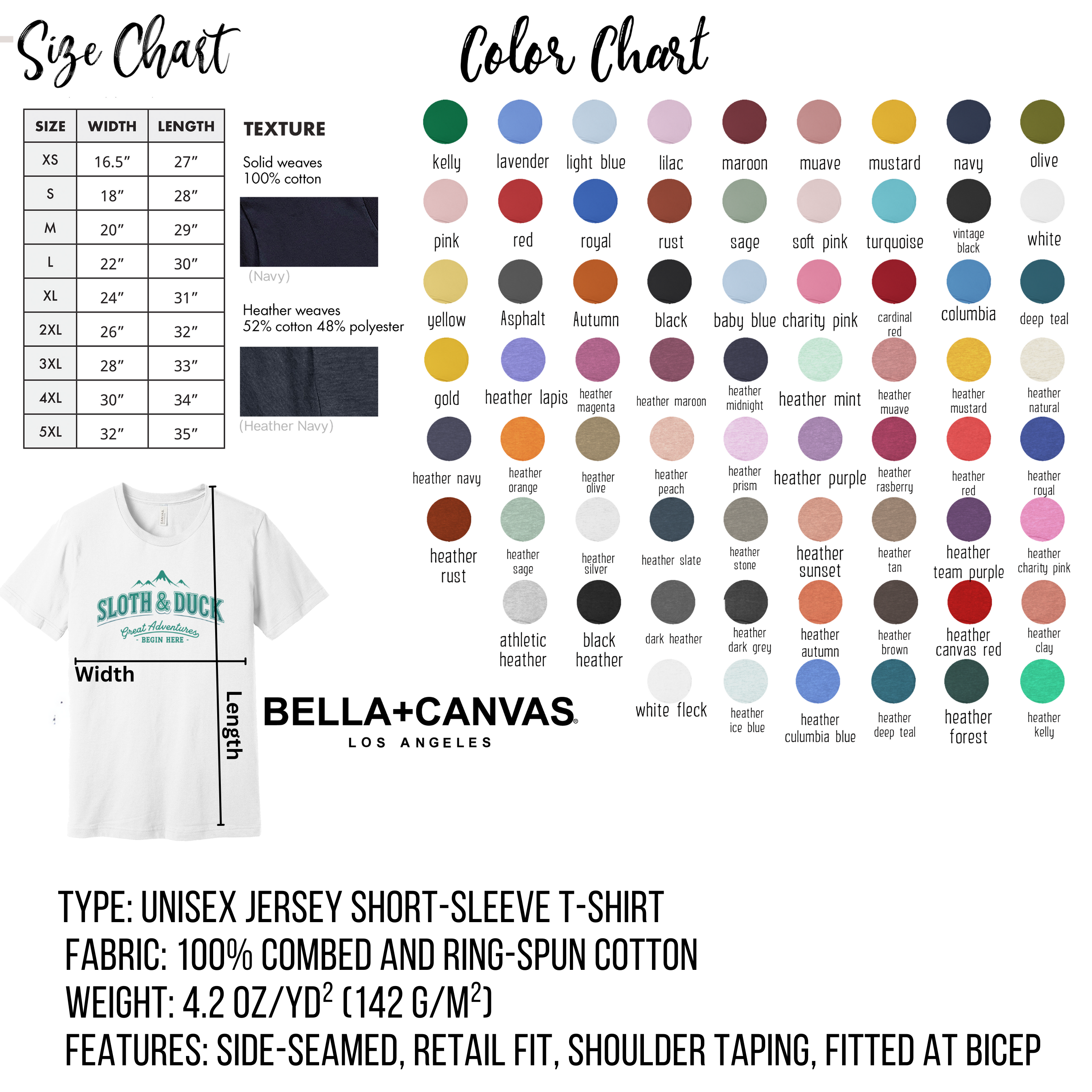 Sloth and Duck Design Unisex Short-Sleeve T-Shirt