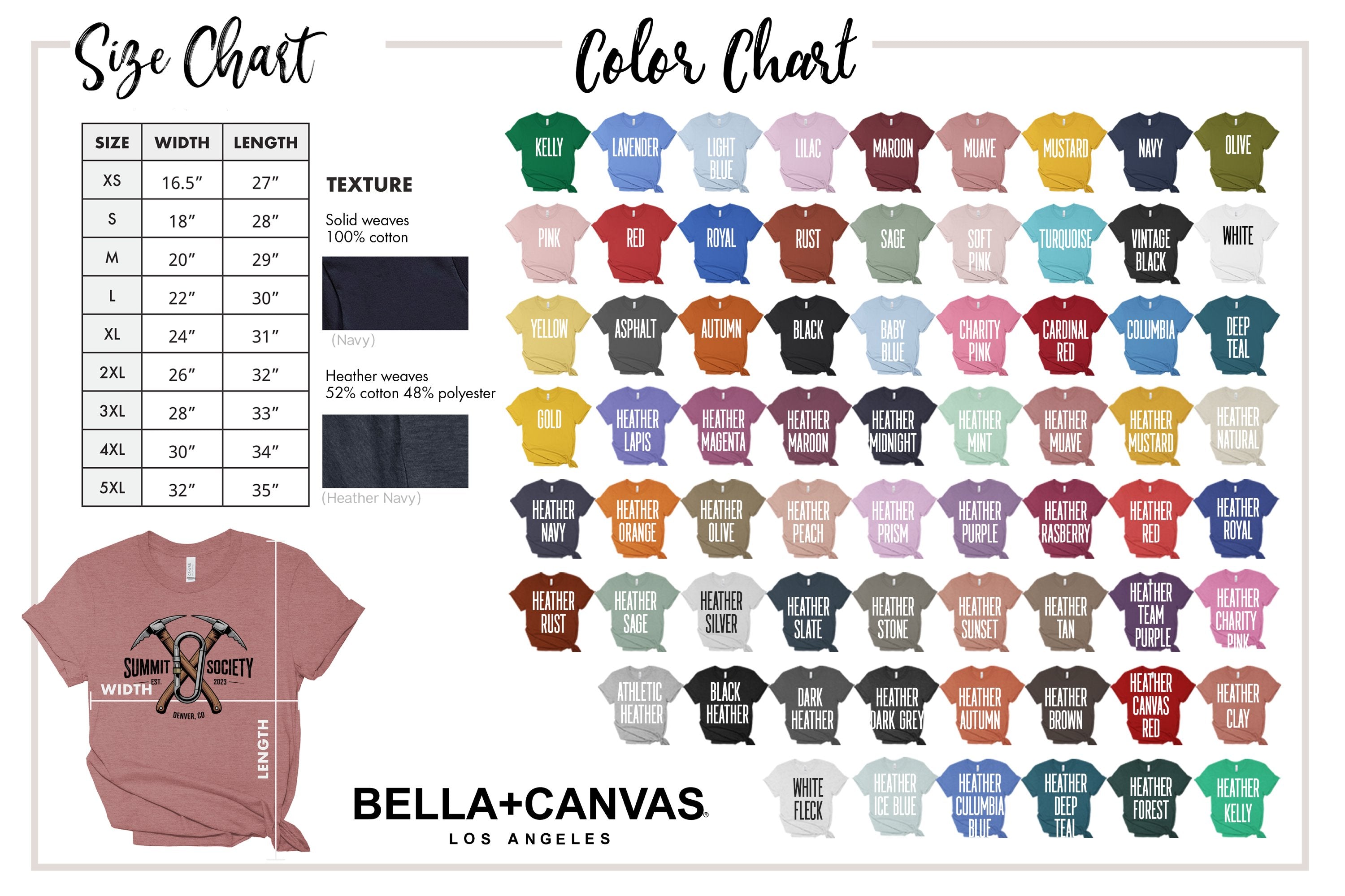 Bella Canvas color chart Bella Canvas product