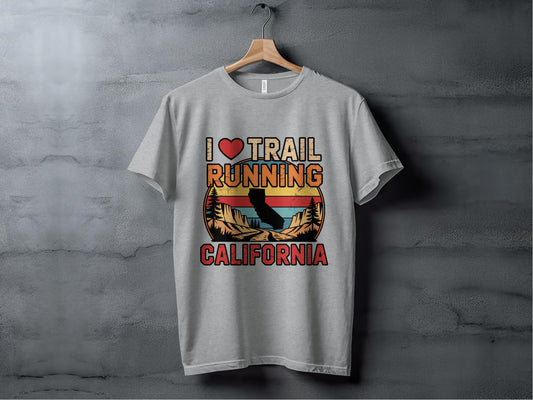 I Love Trail Running California Unisex Gray Shirt product type