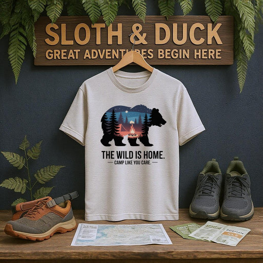 The Wild is Home Bear Graphic Camping T-Shirt product