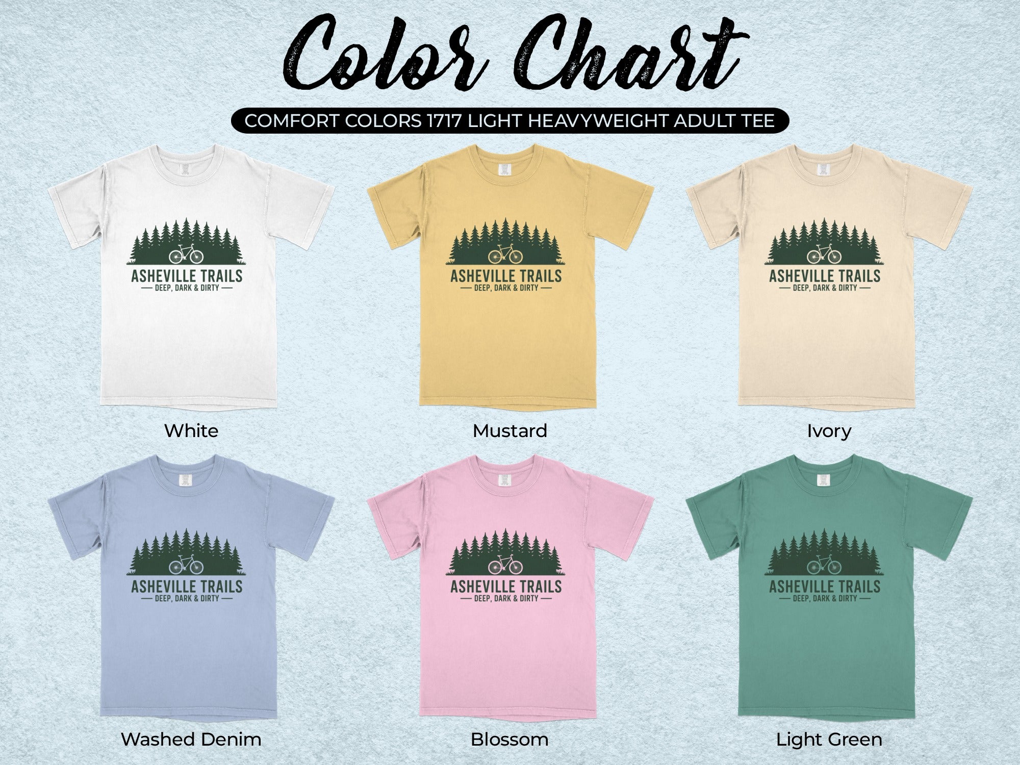 Asheville Trails Deep Dark & Dirty Comfort Colors Tee