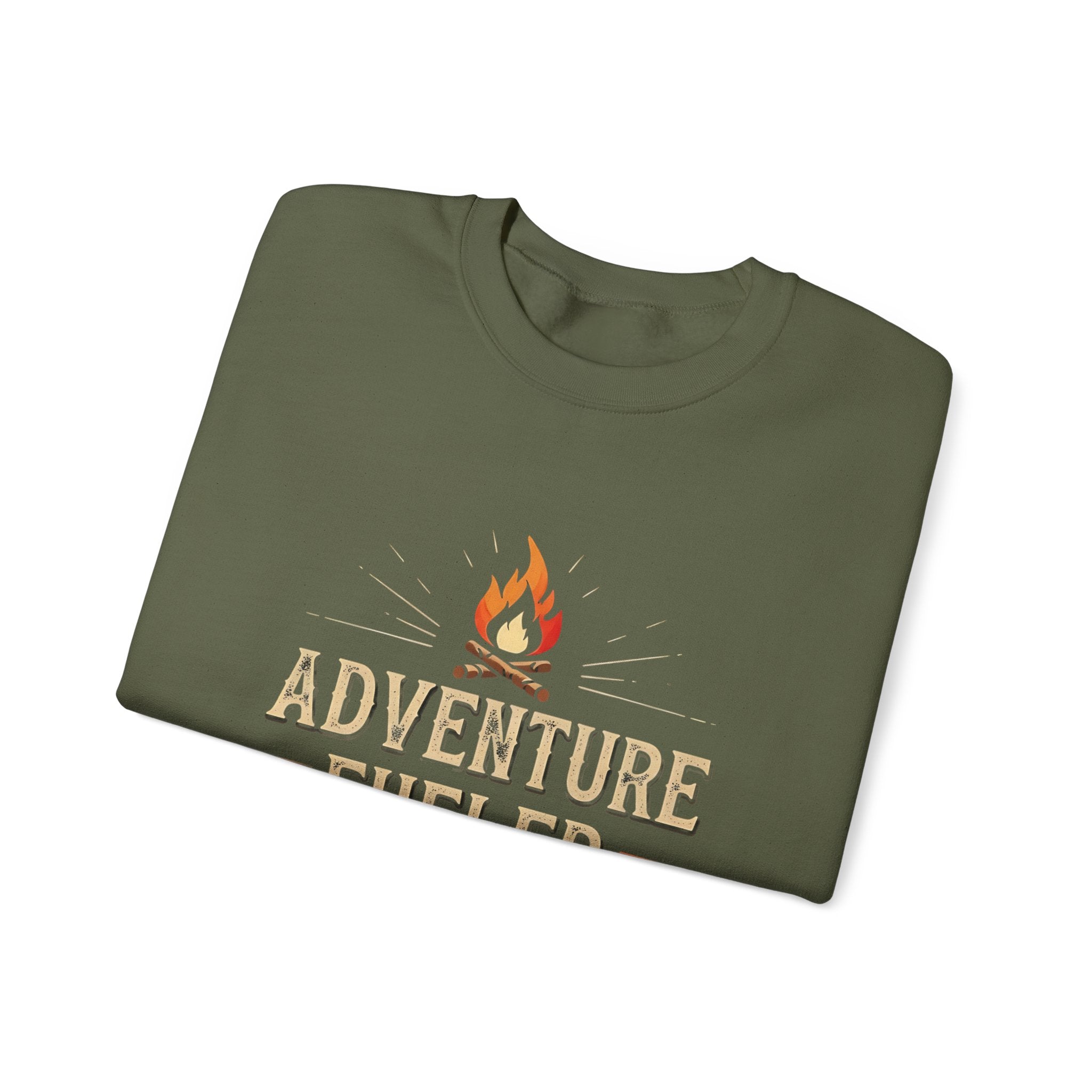 Adventure Fueled Army Green Crewneck Sweater