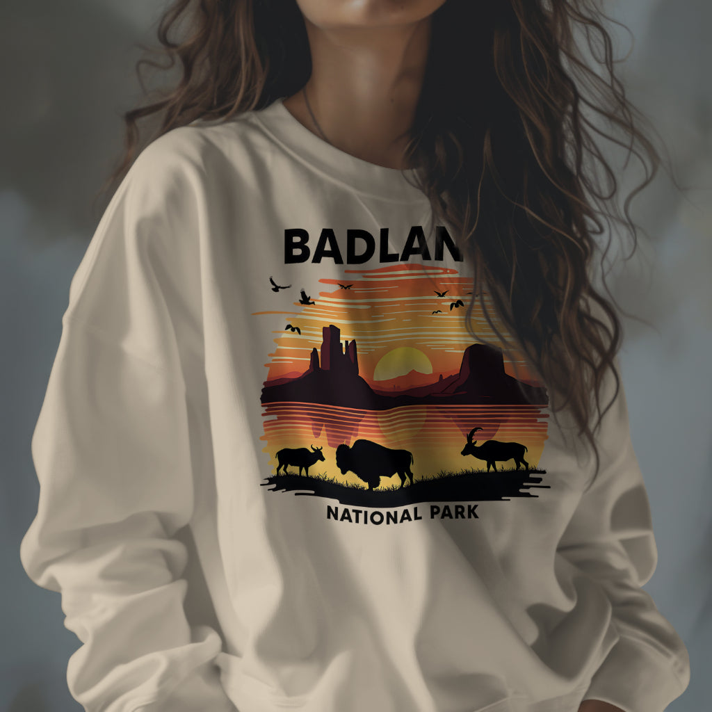 Badlands National Park Khaki Crewneck Sweater