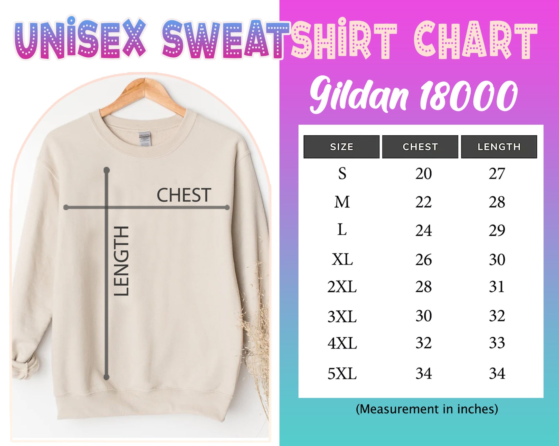 Be Strong Text Crewneck Sweater Size Chart