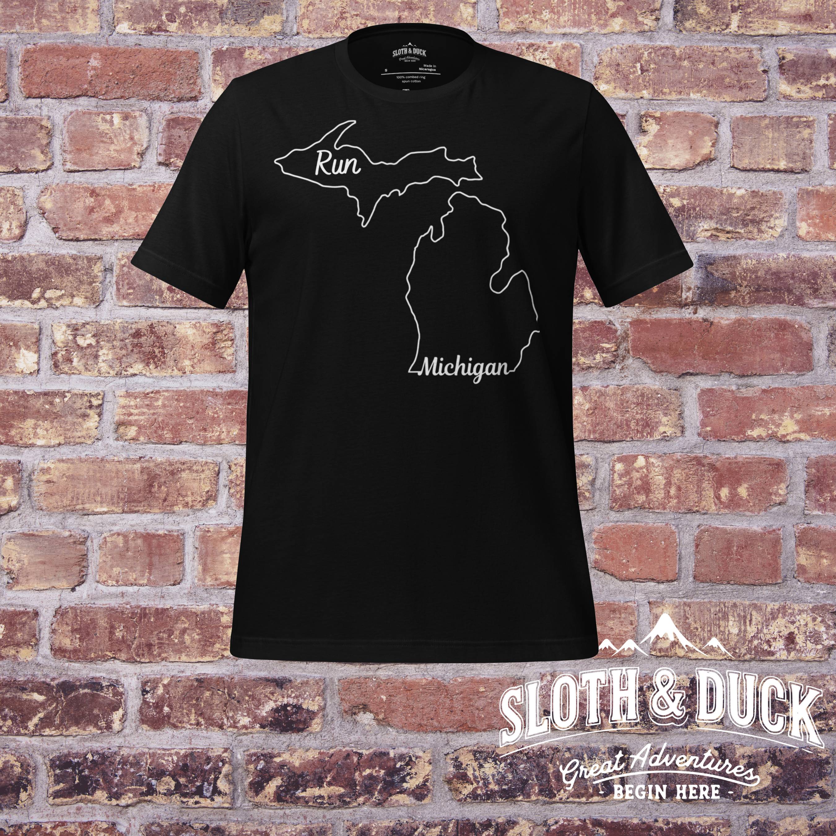 Run Michigan Michigan State Outline T-Shirt