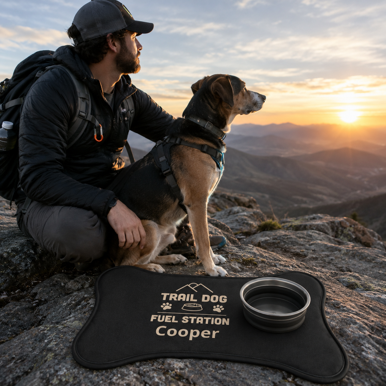 Trail Dog Fuel Station Personalized Pet Feeding Mat