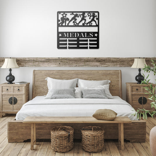 Runner_Medal_Holder_Metal_Sign__Femal_Black_Farmhouse_Bedroom_Mockup_png