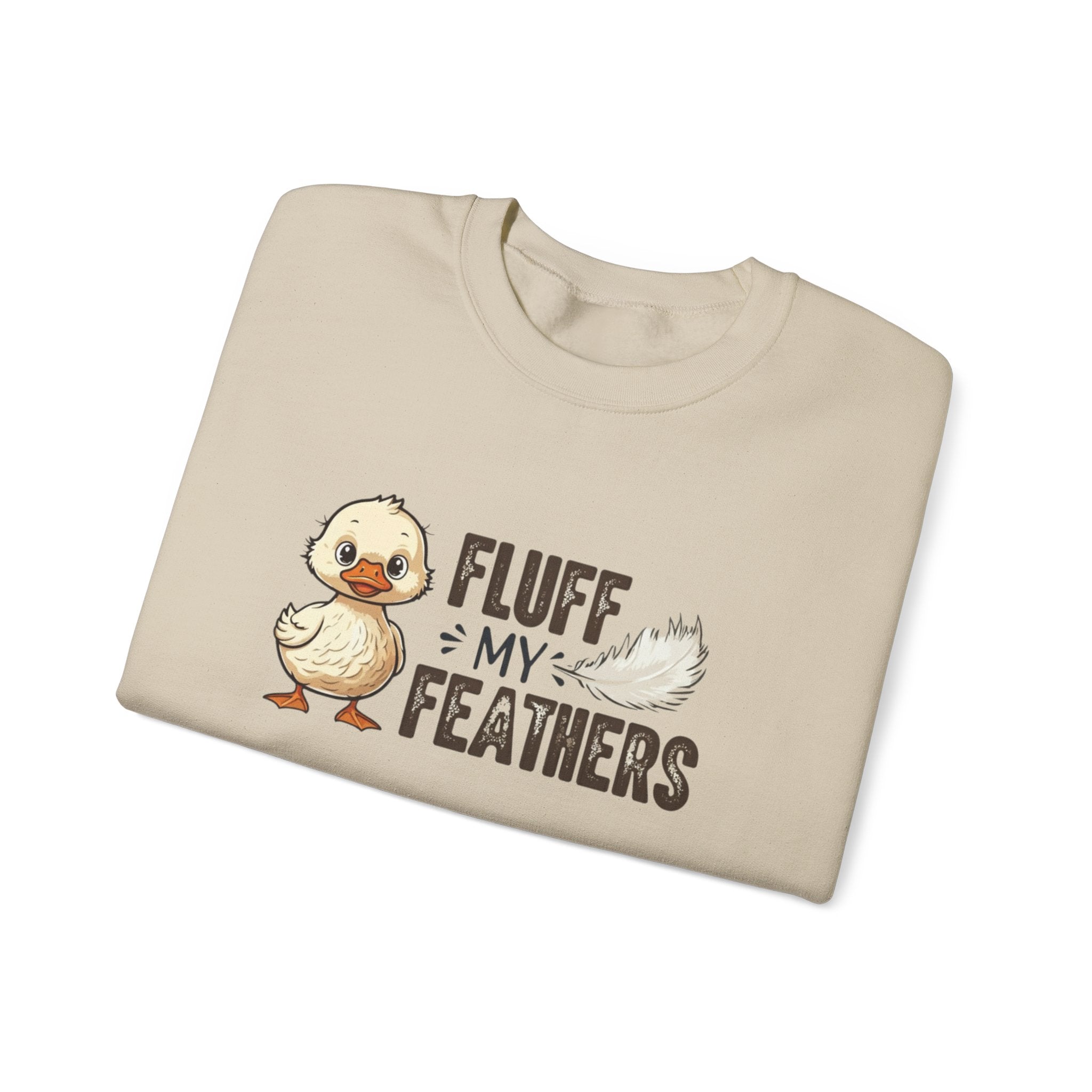 Fluff my feathers duck graphic tan crewneck