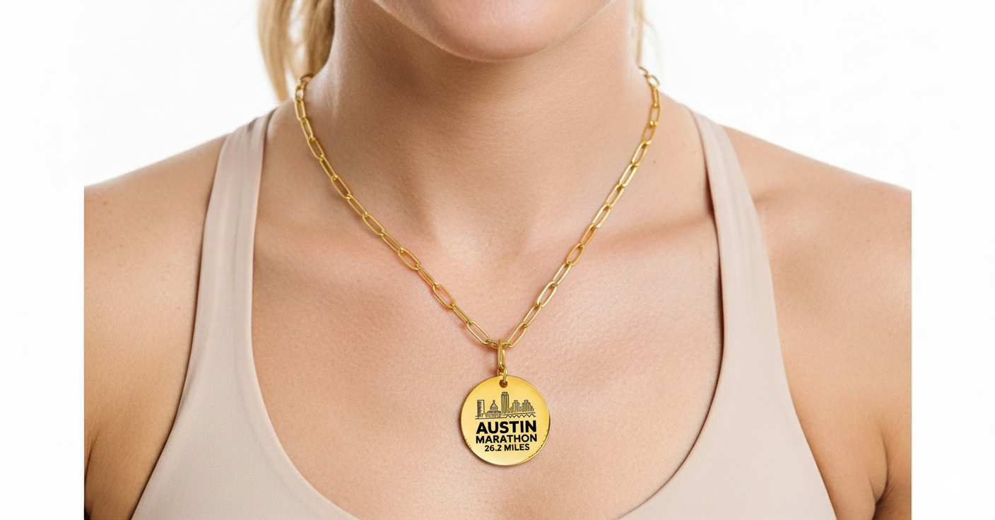 Personalized Austin Marathon Skyline Necklace 26.2 Miles