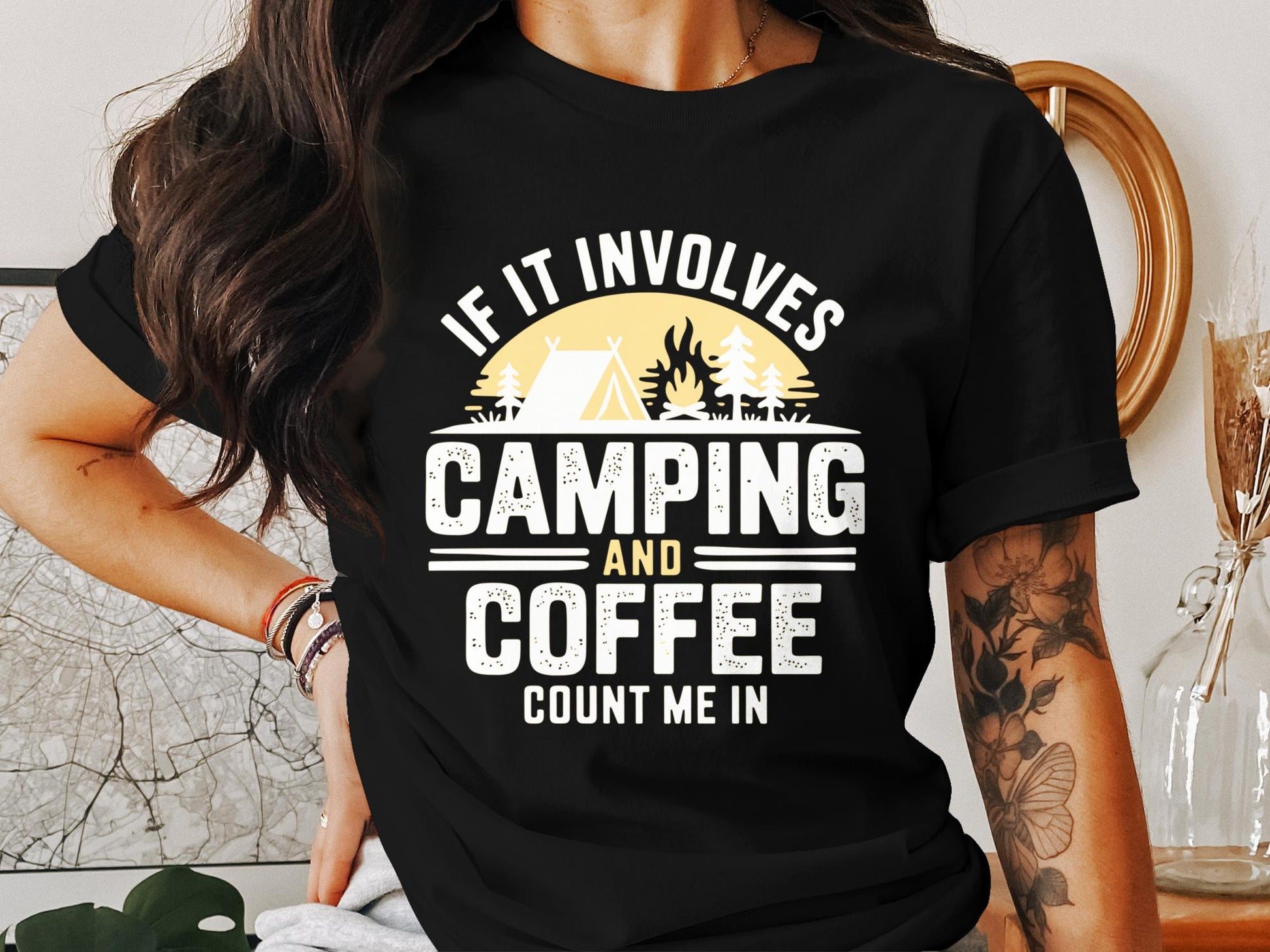 If It Involves Camping and Coffee Count Me In T shirt