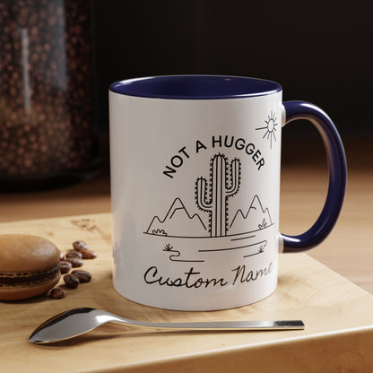 Not a hugger Cactus graphic navy blue coffee mug