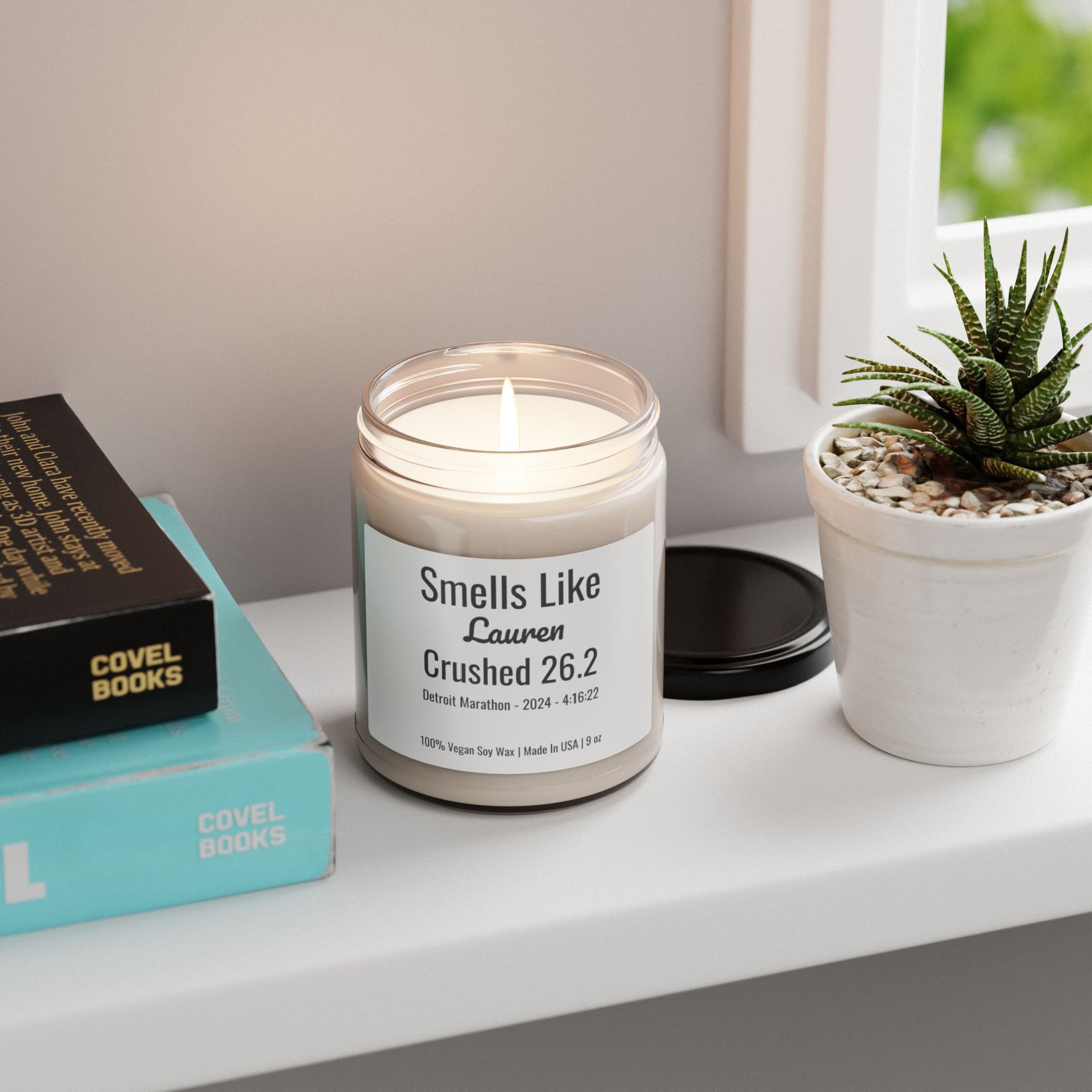 Smells Like Someone Crushed 26.2 Miles personalized candle