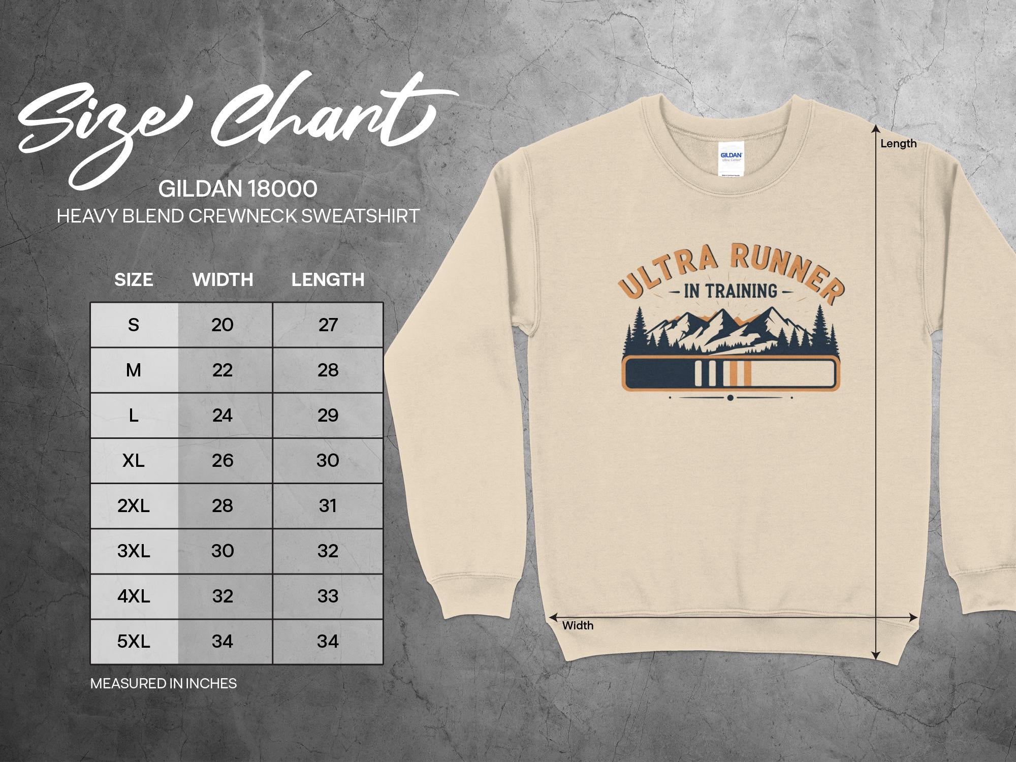Ultra Runner In Training With Sleeve Quote crewneck Sweatshirt size chart