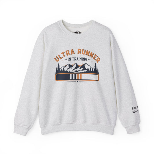 Ultra Runner In Training With Sleeve Quote salt and pepper crewneck Sweatshirt
