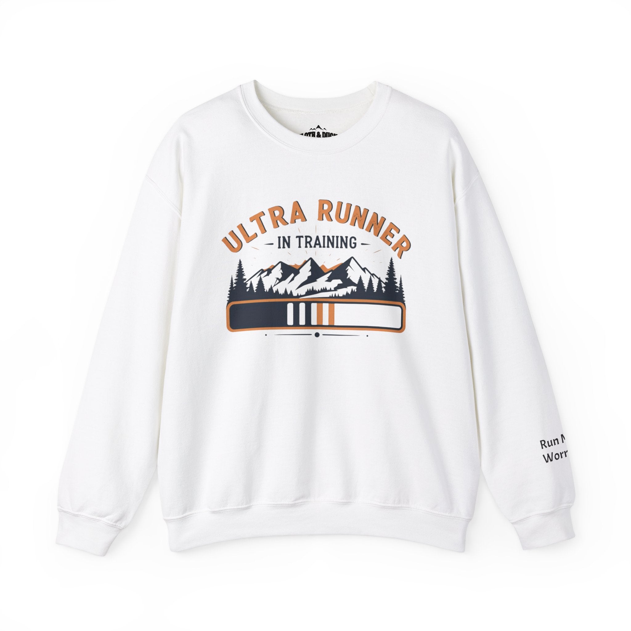 Ultra Runner In Training With Sleeve Quote white crewneck Sweatshirt