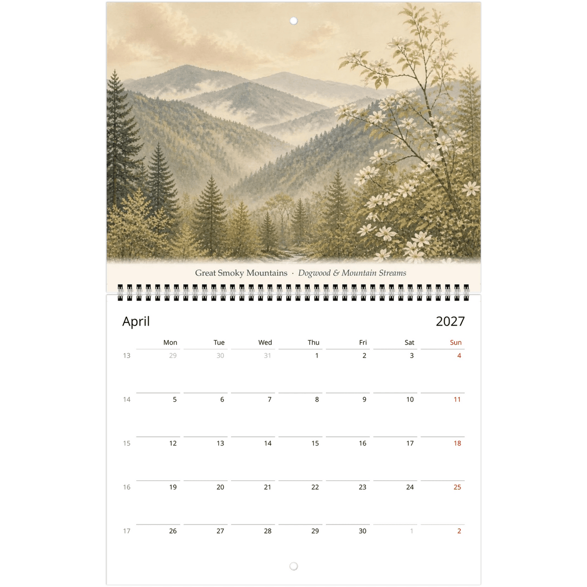 A Year in the Parks 2027 National Parks Wall Calendar - Sloth & Duck