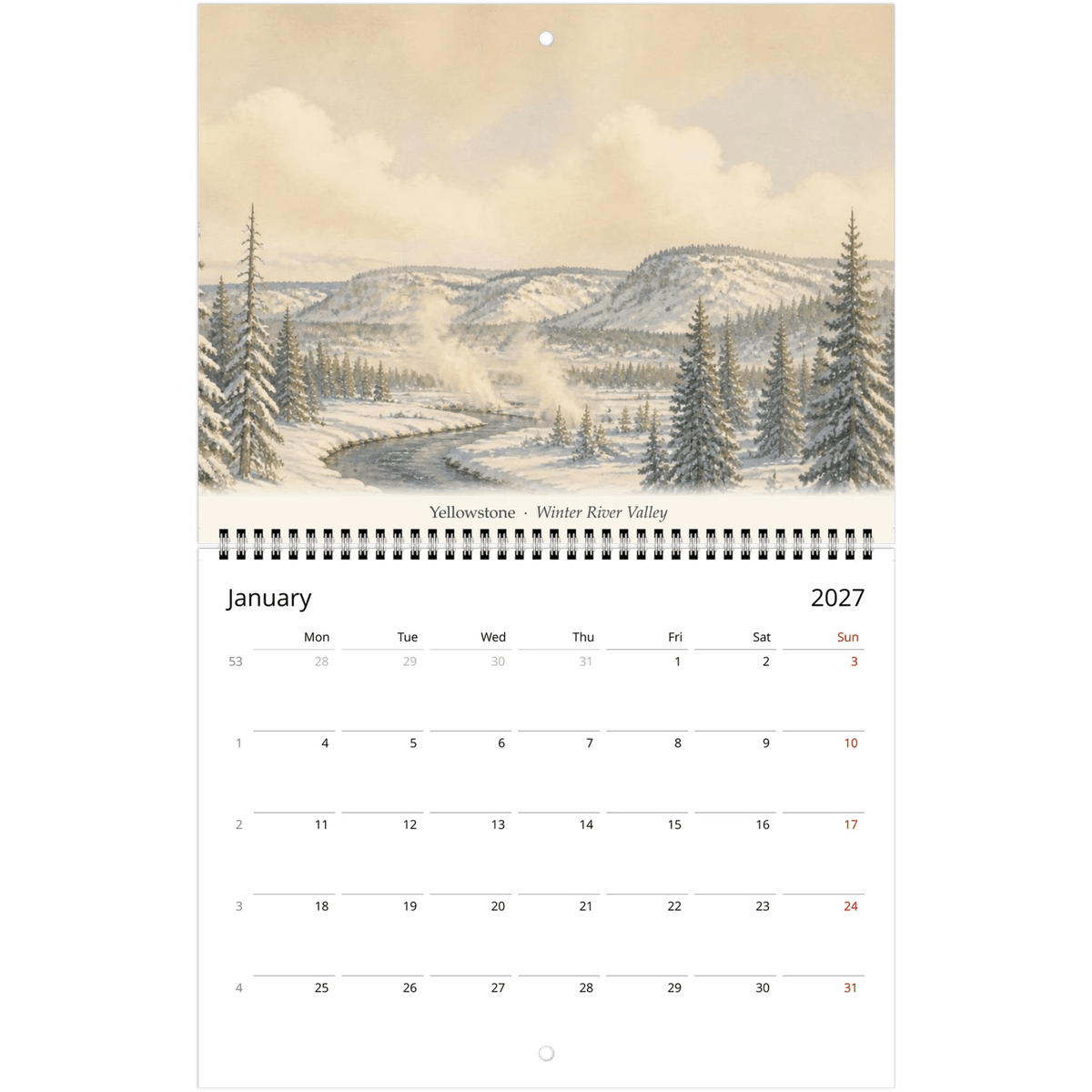 A Year in the Parks 2027 National Parks Wall Calendar - Sloth & Duck