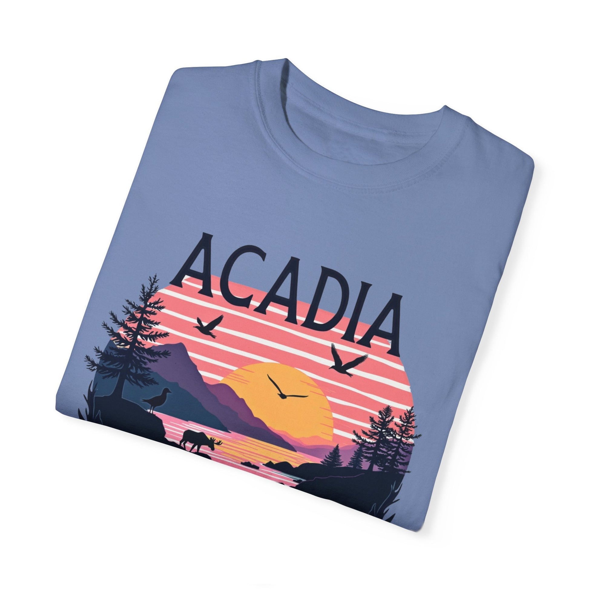 "Acadia National Park" Sunset T-Shirt - Washed Denim - Sloth & Duck