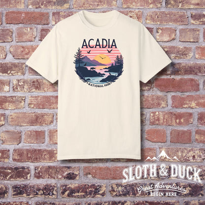 "Acadia National Park" Sunset T-Shirt - Ivory - Sloth & Duck