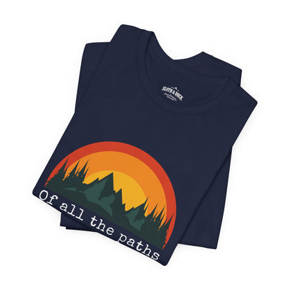 "All The Paths You Take" Sunset T-Shirt - Navy - Sloth & Duck