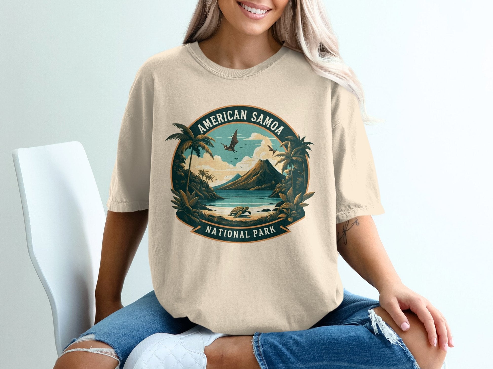 "American Samoa National Park" T-Shirt - Ivory - Sloth & Duck