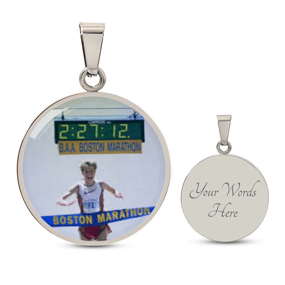 Custom Race Photo Pendant – Engraved Finish Line Keepsake