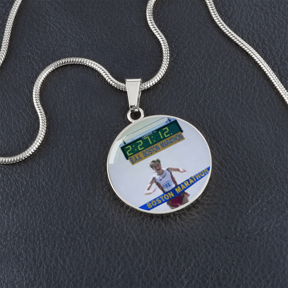 Custom Race Photo Necklace – Engraved Finish Line Keepsake