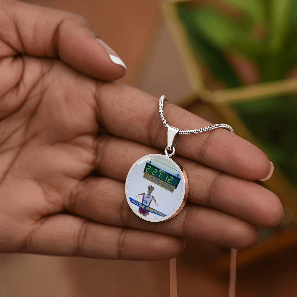 Custom Race Photo Necklace – Engraved Finish Line Keepsake
