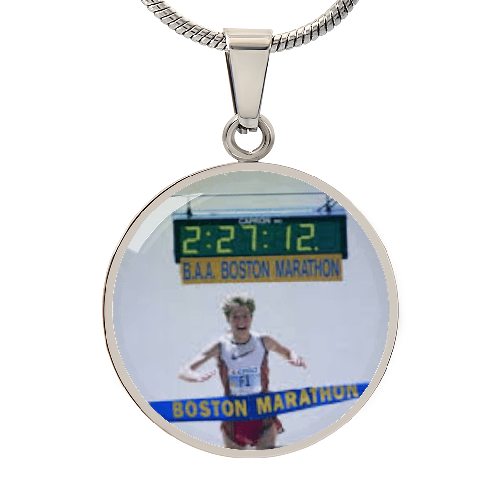 Custom Race Photo Necklace – Engraved Finish Line Keepsake