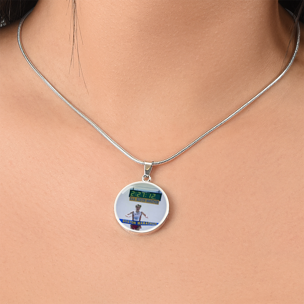 Custom Race Photo Pendant – Engraved Finish Line Keepsake