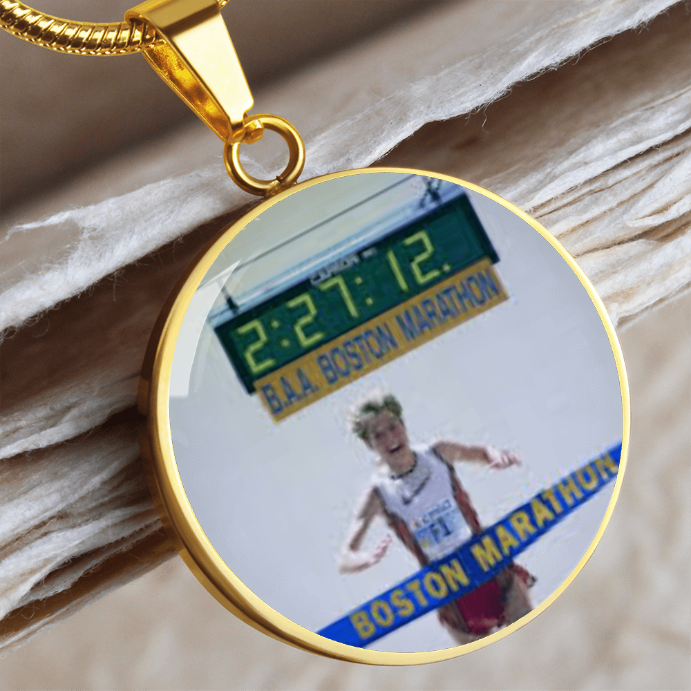 Custom Race Photo Necklace – Engraved Finish Line Keepsake